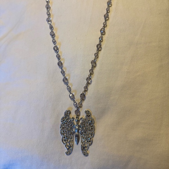 Silver Butterfly Pendant Necklace - Picture 1 of 4